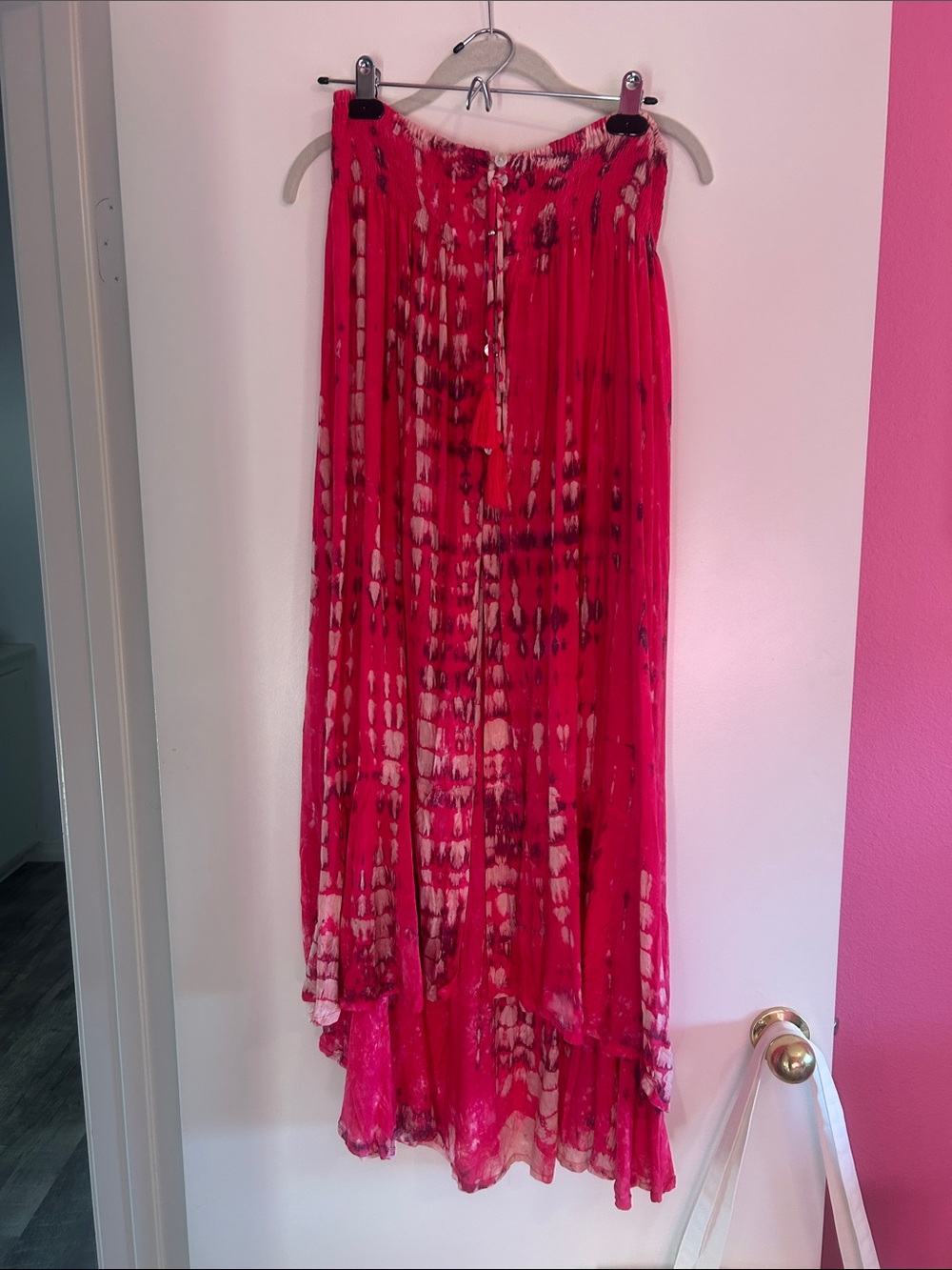 Tiare Hawaii Hot Pink Tie-Dye High-Low Skirt